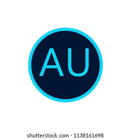 AU initial letters linked circle elegant logo White background