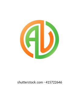 AU initial letters linked circle logo orange green