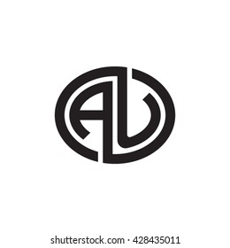 AU initial letters looping linked ellipse monogram logo