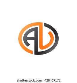 AU initial letters looping linked ellipse logo orange black