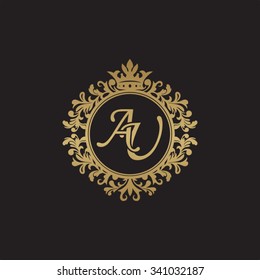 AU initial luxury ornament monogram logo