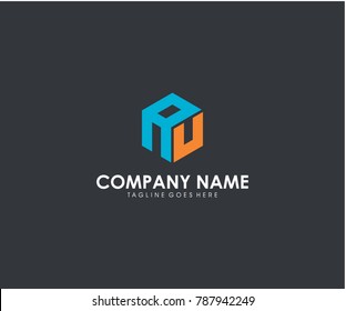 AU initial modern hexagon symbol icon letter logo brand company design vector EPS 10