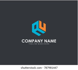 AU initial modern hexagon symbol icon letter logo brand company vector