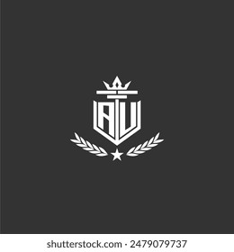 AU initial monogram brand logo design for crown vector image