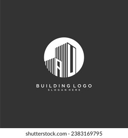 AU initial monogram building logo for real estate with creative circle style design