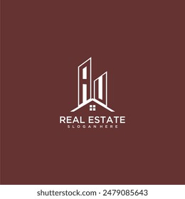 AU initial monogram building and roof logo for real estate