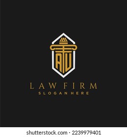 AU initial monogram logo for lawfirm with pillar in creative polygon design