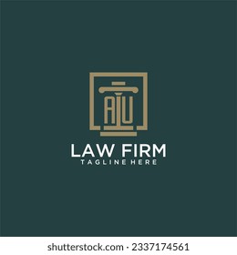 AU initial monogram logo for lawfirm with pillar design in creative square