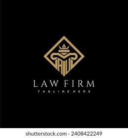 AU initial monogram logo for lawfirm with pillar in creative square design