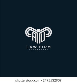 AU initial monogram logo lawfirm with pillar design