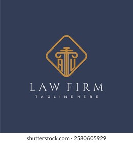 AU initial monogram logo for lawfirm with pillar in creative square design