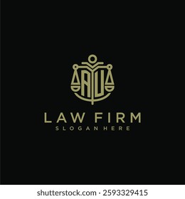 AU initial monogram logo for lawfirm with scale vector design