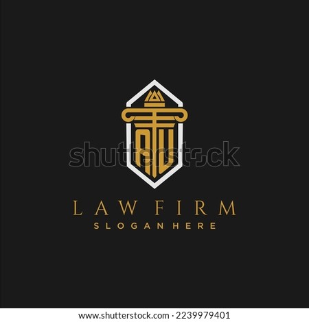 AU initial monogram logo for lawfirm with pillar in creative polygon design
