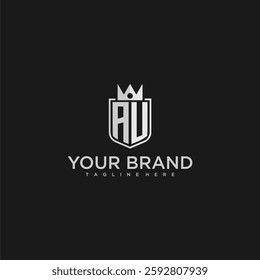 AU initial monogram shield and crown vector image