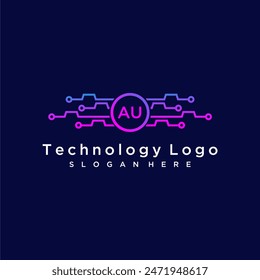 AU initial monogram for technology logo with circle style design