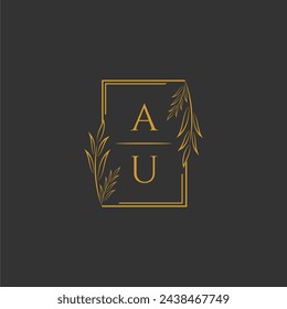 AU initial monogram wedding with creative square line