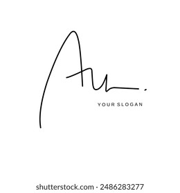 Au Initial signature logo vector design