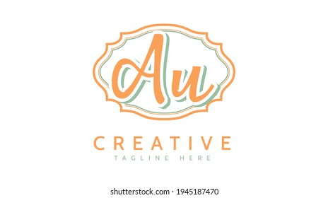 AU Initials, handwriting logo vector