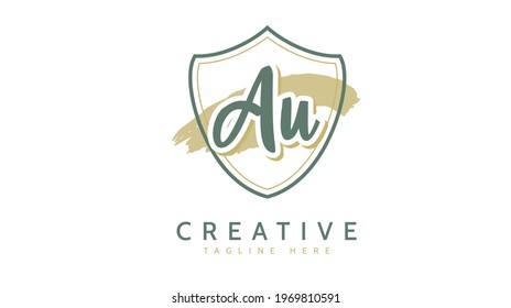 AU Initials, handwriting logo vector