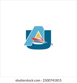 AU initials logo with red, yellow and blue ship icon