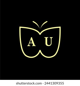 AU Initials Luxury Butterfly logo Vector illustration