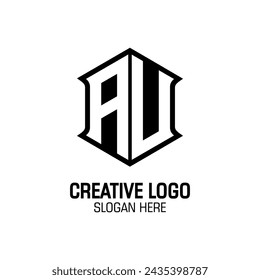 AU Initials Monogram Text Elegant Design. Modern Style Creative in Vector