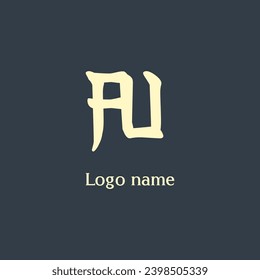 AU letter abstract monogram initial letter logo design
