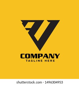 AU letter based logo. delta triangle shape vector