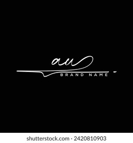 AU letter beauty handwriting vector logo.