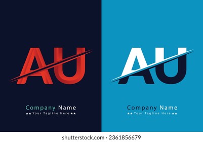 AU letter colorful logo in the circle. Vector Logo Illustration.