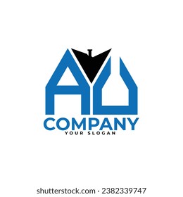 AU letter creative real estate vector logo design.