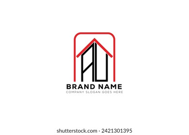 AU letter creative real estate vector logo design . AU creative initials letter logo concept.