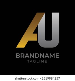 AU letter design logo logotype concept with sans serif font and simple elegant style vector