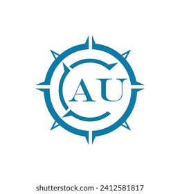 AU letter design. AU letter technology logo design on a white background.