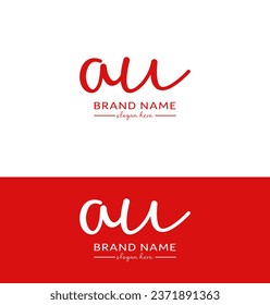 au letter handwriting signature logo design au logo au letter icon