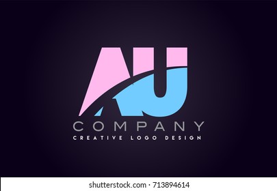 au letter logo combination alphabet vector creative company icon design template modern  pink blue bold