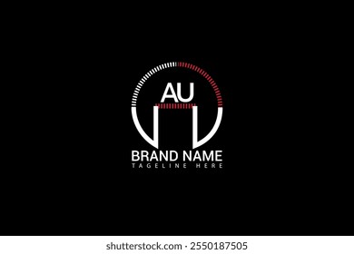 AU letter logo creative design. AU unique design. AU creative initials letter logo concept. AU letter logo design on black background.