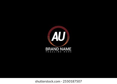 AU letter logo creative design. AU unique design. AU creative initials letter logo concept. AU letter logo design on black background.