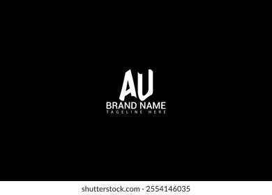 AU letter logo creative design. AU unique design. AU creative initials letter logo concept. AU letter logo design on black background.