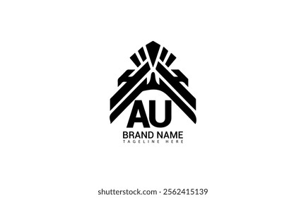 AU letter logo creative design. AU unique design. AU creative initials letter logo concept. AU letter logo design on black background.