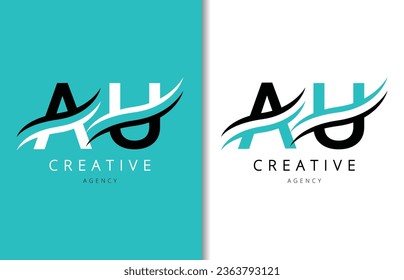 AU Letter Logo Design with Background and Creative company logo. Modern Lettering Fashion Design. Vector illustration