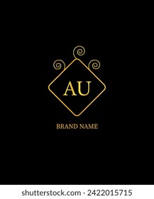 AU Letter Logo Design. Creative Initials Letter Concept. AU Icon Design