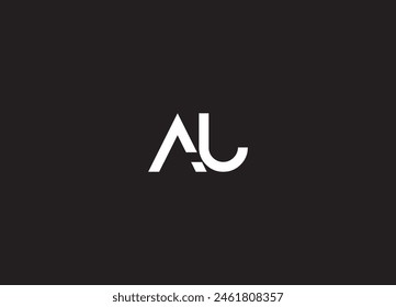 AU Letter Logo Design with Creative Modern Trendy Typography and Black Colors.
