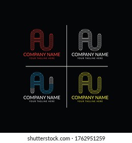 Diseño de logotipo de carta AU - Plantilla de diseño de logotipo de carta au