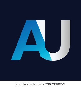 AU Letter logo design vector template.