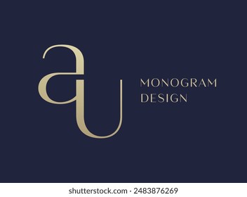 AU letter logo icon design. Classic style luxury initials monogram.