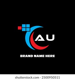 AU letter logo modern logo design on black color background
