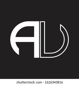 AU Letter logo monogram with oval shape negative space design template