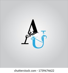 AU Buchstaben Logo mit schönem weißem Hintergrund. Das Buchstabensymbol-Design.
