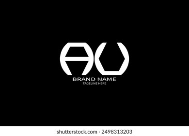 AU letter logo vector design on black color background AU letter logo icon design